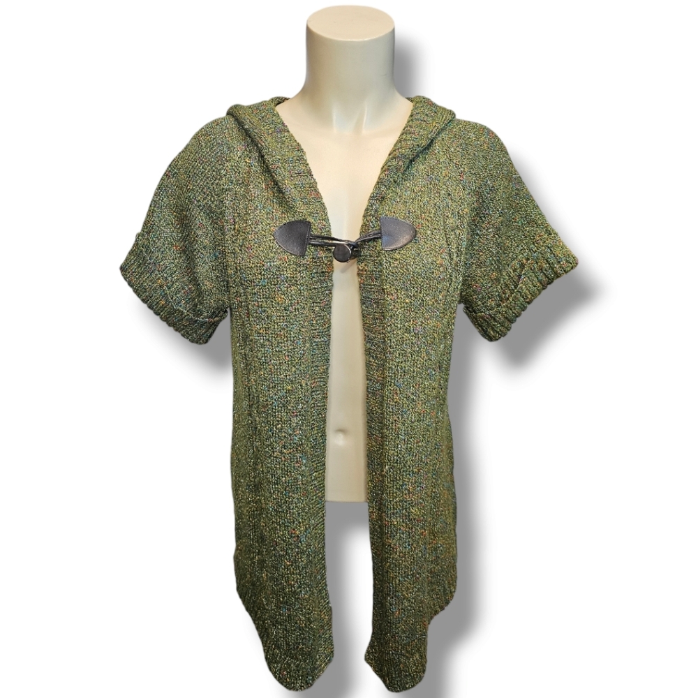 Dress barn short sleeve cardigan with hood. Medium